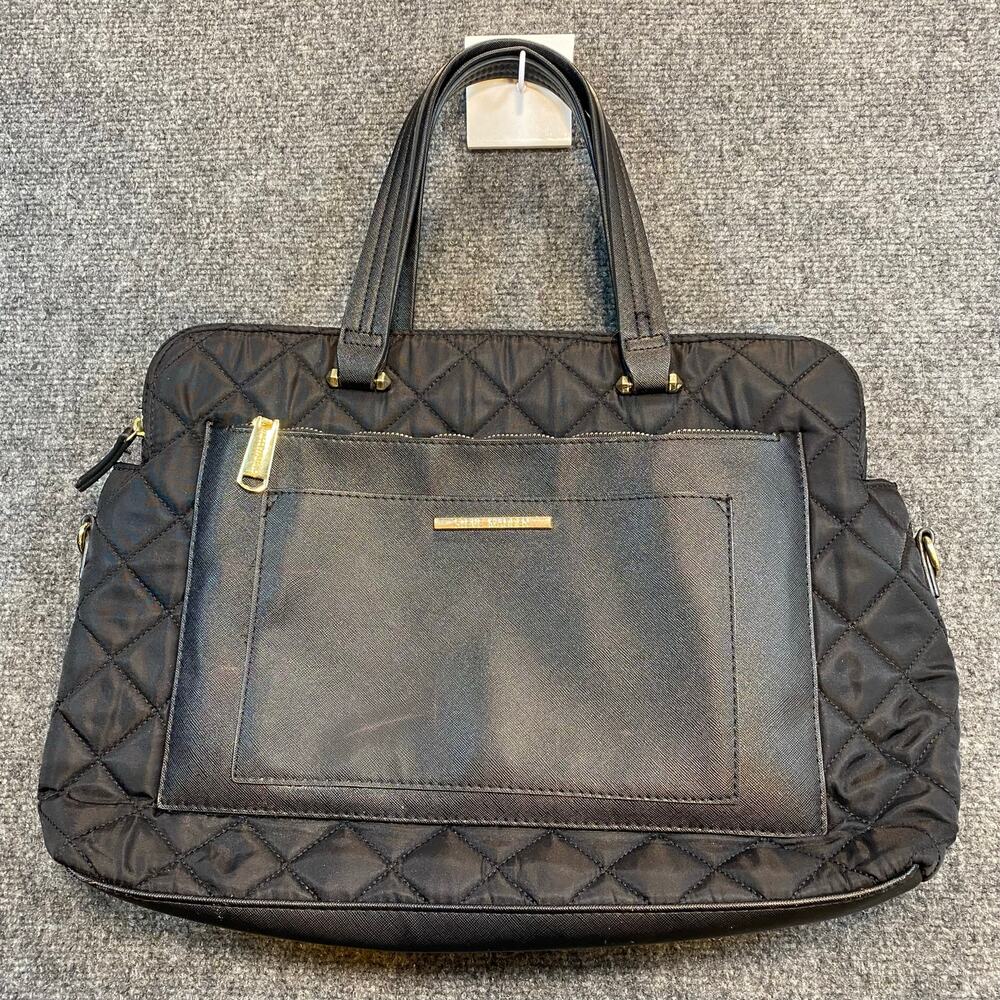 Steve Madden Black Quilted Nylon Laptop Bag Case 11x16 Divided compartments